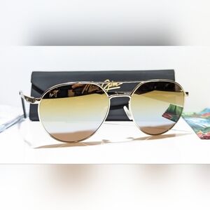 New Maui Jim Waterfront Gold Polarized Gold Silver Lens Sunglasses DGS830-16